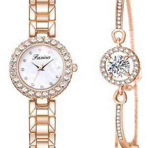 Crystal Watch And Bracelet Set